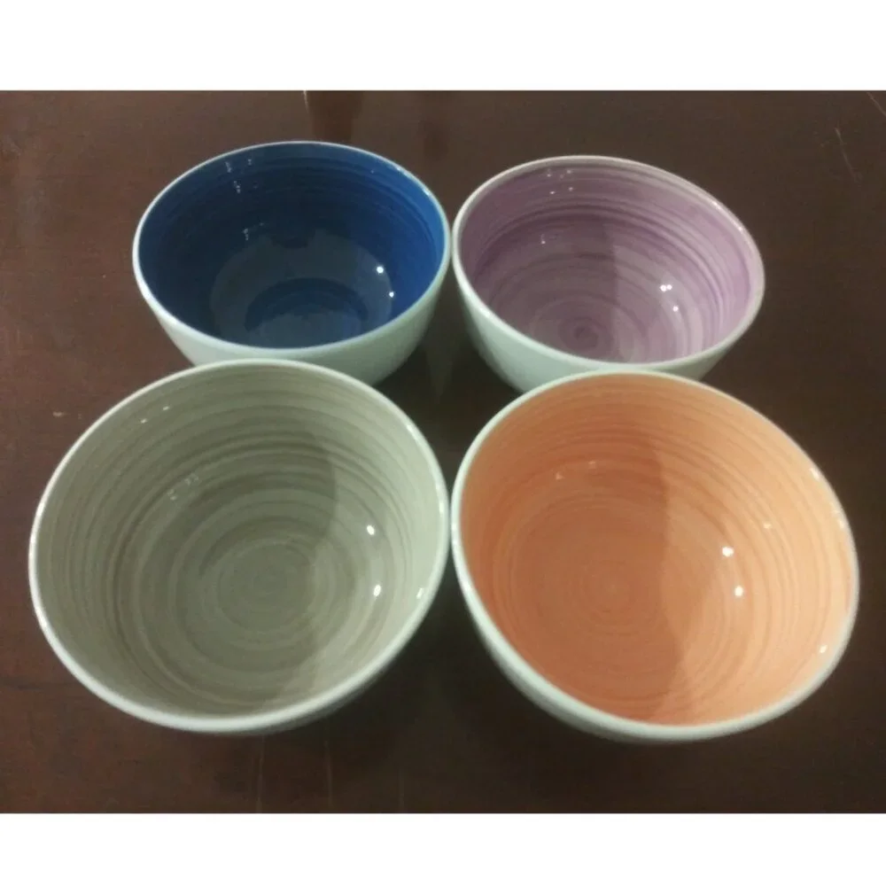 4 Home Trends Soup Bowls assorted colors Ceramic earthenware Microwave DW safe
